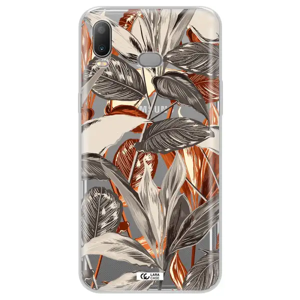Brown Tropical Leaves Samsung A6S Clear TPU Case