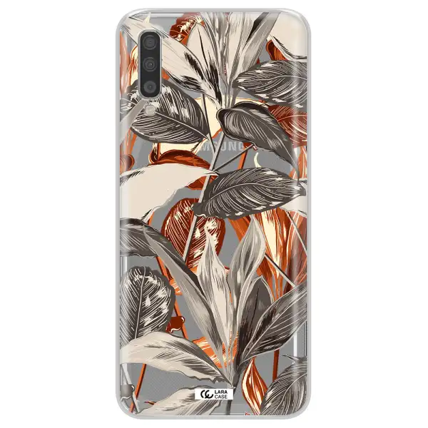 Brown Tropical Leaves Samsung A70S Clear Tpu Case