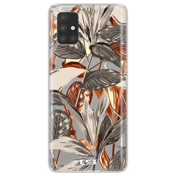 Brown Tropical Leaves Samsung A71 Clear TPU Case