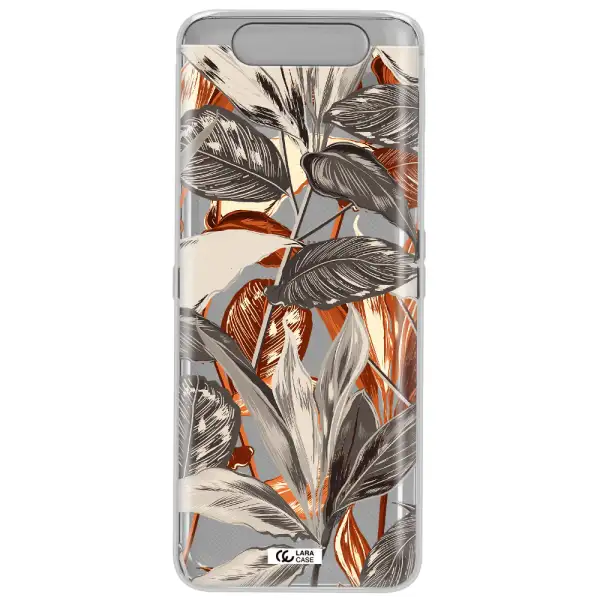 Brown Tropical Leaves Samsung A80 Clear TPU Case