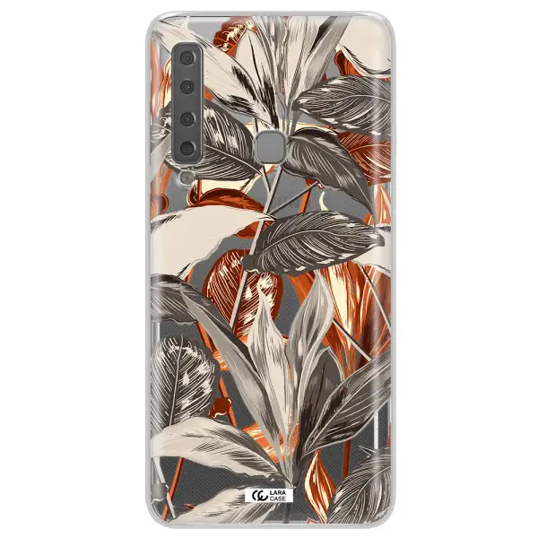 Brown Tropical Leaves Samsung A9 2018 Clear TPU Case