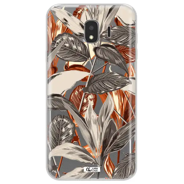 Brown Tropical Leaves Samsung J4 Clear TPU Case