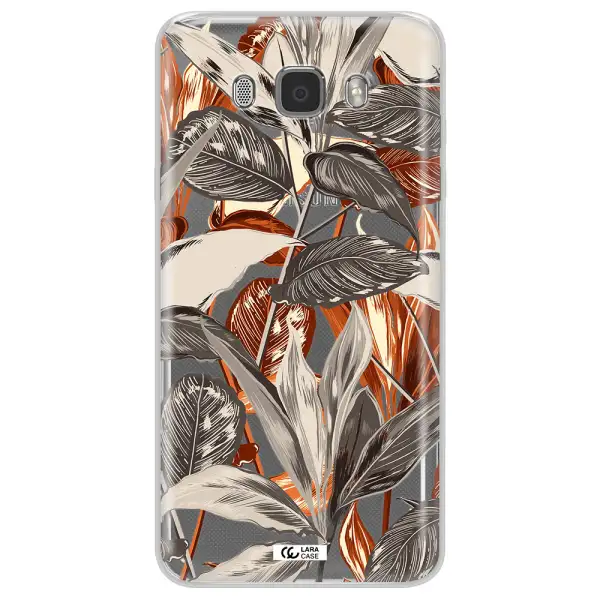Brown Tropical Leaves Samsung J7 2016 Clear TPU Case