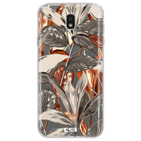 Brown Tropical Leaves Samsung J7 Pro Clear TPU Case