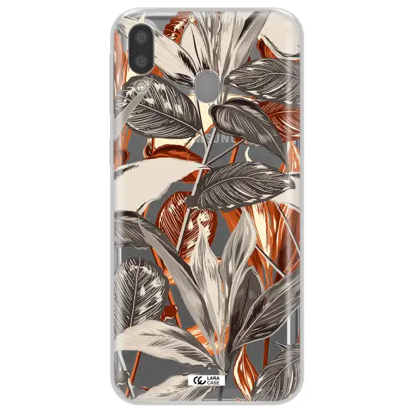 Brown Tropical Leaves Samsung M20 Clear TPU Case