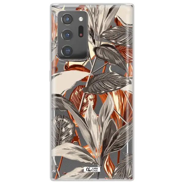 Brown Tropical Leaves Samsung Note 20 Ultra Clear TPU Case