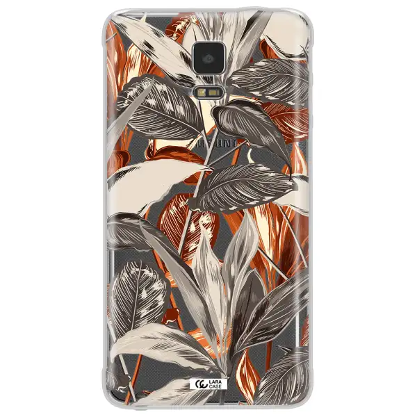 Brown Tropical Leaves Samsung Note 4 Clear TPU Case