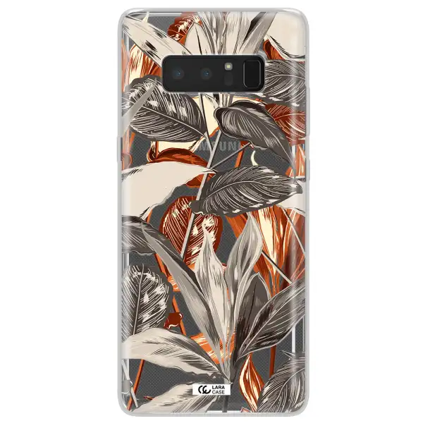 Brown Tropical Leaves Samsung Note 8 Clear TPU Case