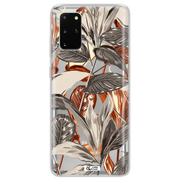 Brown Tropical Leaves Samsung S 20 Plus Clear TPU Case