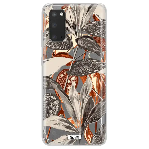 Brown Tropical Leaves Samsung S20 Clear TPU Case