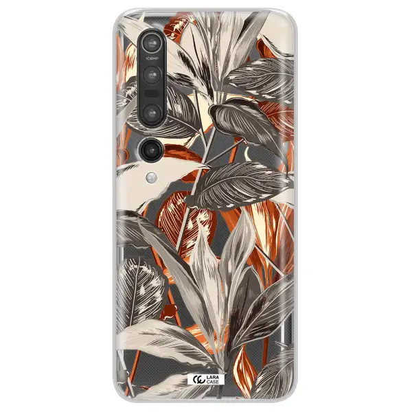 Brown Tropical Leaves Xiaomi Mi 10 Pro Clear TPU Case