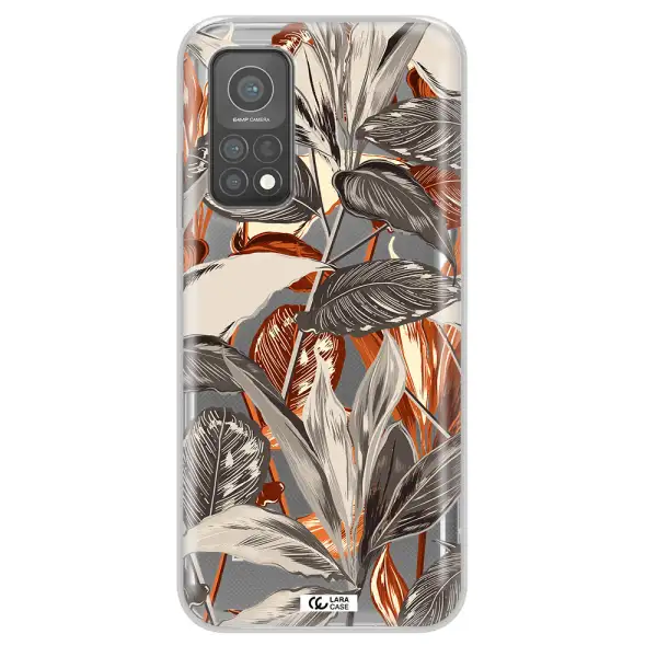 Brown Tropical Leaves Xiaomi Mi 10 T Pro Clear TPU Case