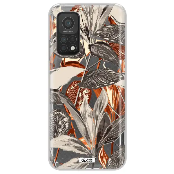 Brown Tropical Leaves Xiaomi Mi 10T Clear TPU Case