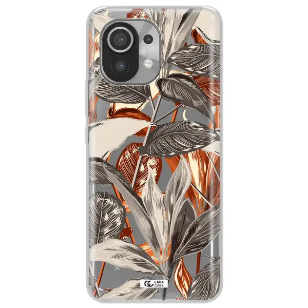 Brown Tropical Leaves Xiaomi Mi 11 Clear TPU Case