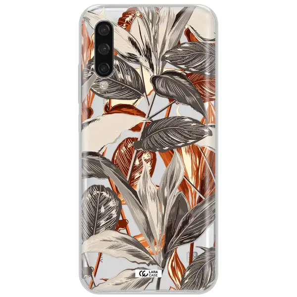 Brown Tropical Leaves Xiaomi Mi A3 Clear Tpu Case