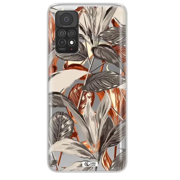 Brown Tropical Leaves Xiaomi Note 11 Pro Clear TPU Case