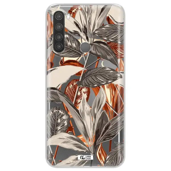 Brown Tropical Leaves Xiaomi Note 8 Clear TPU Case