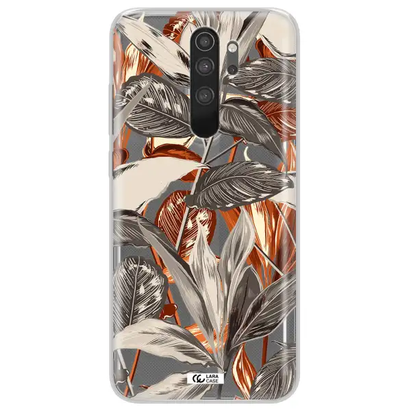 Brown Tropical Leaves Xiaomi Note 8 Pro Clear TPU Case