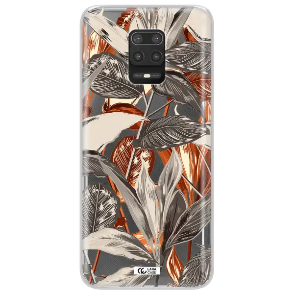 Brown Tropical Leaves Xiaomi Note 9S Clear TPU Case