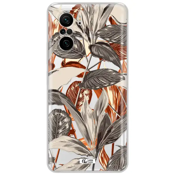 Brown Tropical Leaves Xiaomi Poco F3 Clear Tpu Case