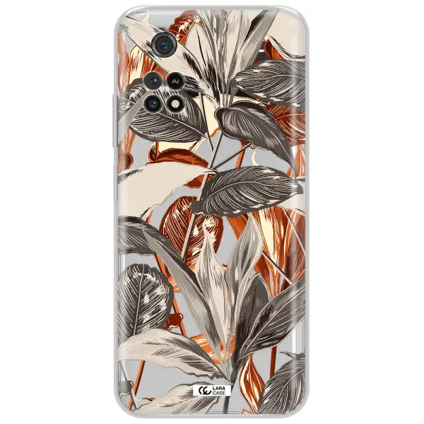 Brown Tropical Leaves Xiaomi Poco M4 Pro 4G Clear Tpu Case