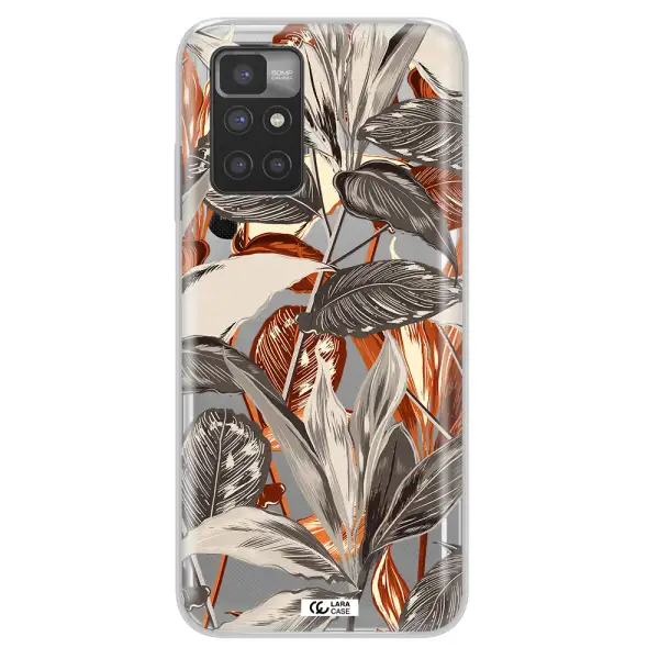 Brown Tropical Leaves Xiaomi Redmi 10 Clear TPU Case