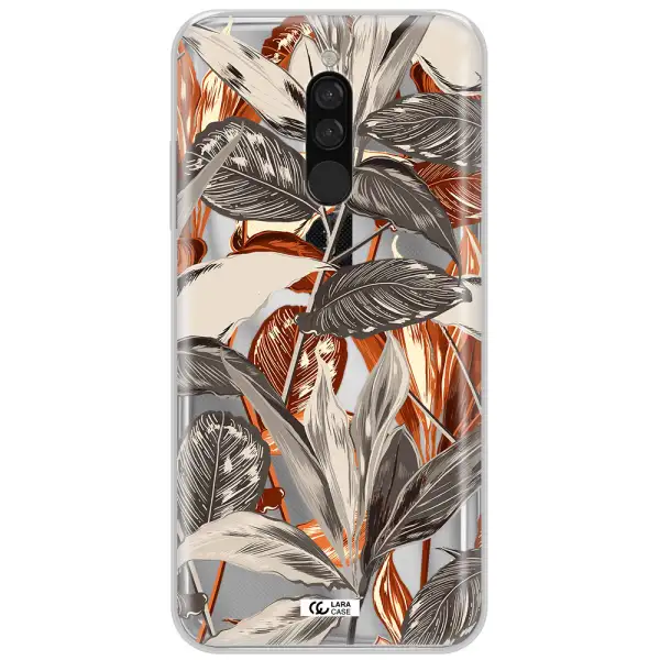 Brown Tropical Leaves Xiaomi Redmi 8 Clear Tpu Case