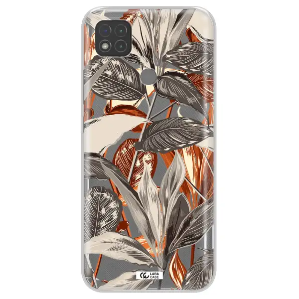 Brown Tropical Leaves Xiaomi Redmi 9C Clear TPU Case