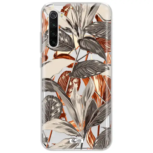 Brown Tropical Leaves Xiaomi Redmi Note 8T Clear Tpu Case