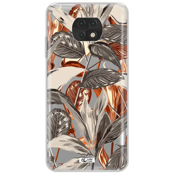 Brown Tropical Leaves Xiaomi Redmi Note 9T Clear Tpu Case