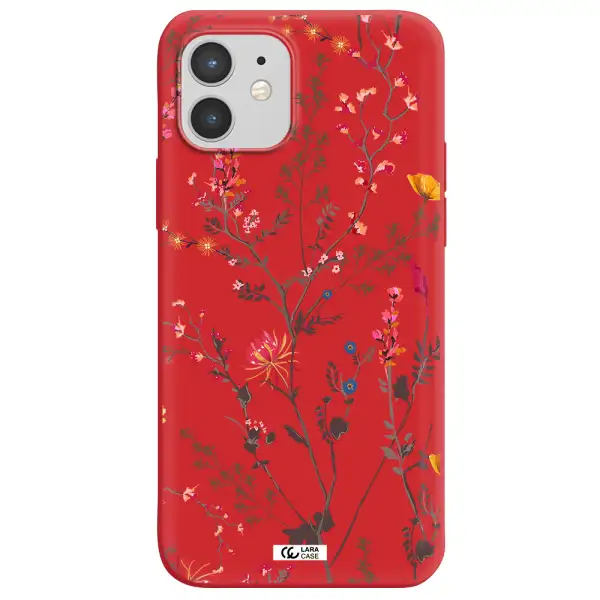 Miniature Flower Apple iPhone 12 mini Silicone Imperial Red Case
