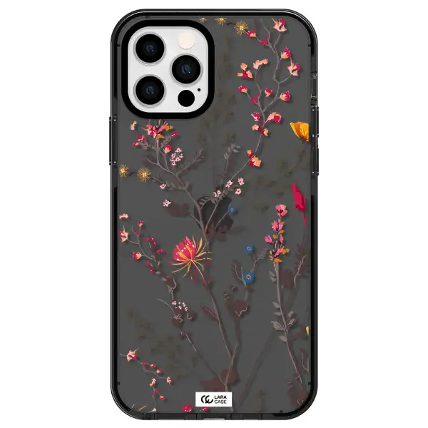 Miniature Flower Apple iPhone 12 pro impact Smoke Black Case