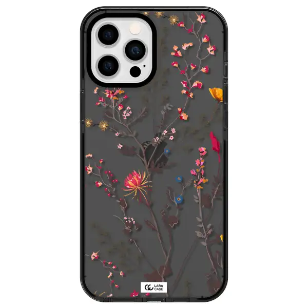 Miniature Flower Apple iPhone 12 pro max impact Smoke Black Case