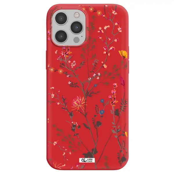 Miniature Flower Apple iPhone 12 pro max Silicone Imperial Red Case
