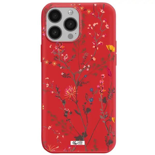 Miniature Flower Apple iPhone 13 Pro Silicone Imperial Red Case
