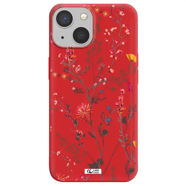 Miniature Flower Apple iPhone 13 Silicone Imperial Red Case