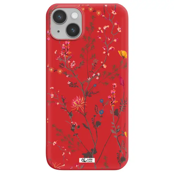 Miniature Flower Apple iPhone 14 plus Silicone Imperial Red Case