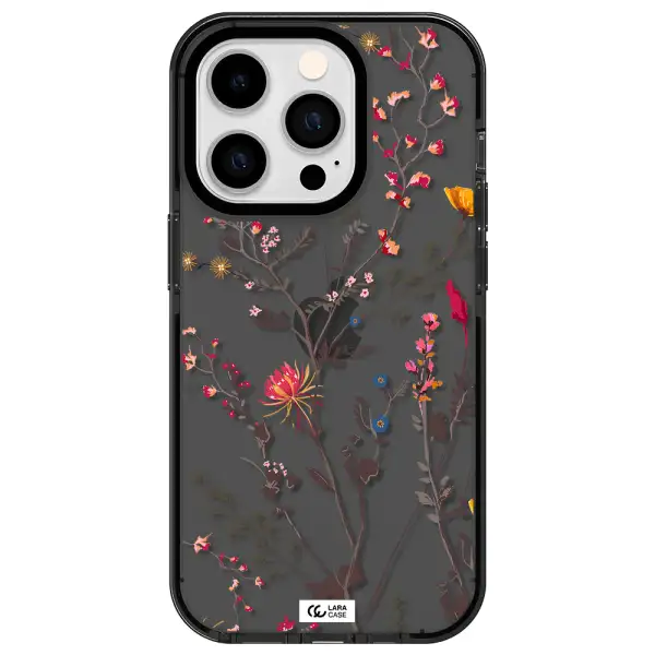 Miniature Flower Apple iPhone 14 pro impact Smoke Black Case