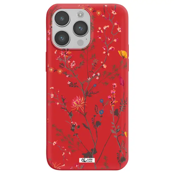 Miniature Flower Apple iPhone 14 pro Silicone Imperial Red Case
