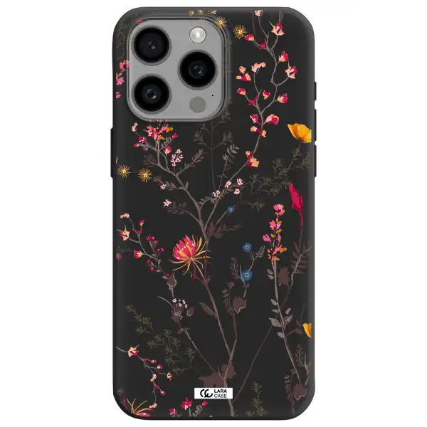Miniature Flower Apple Iphone 15 Pro max Silicone black Case