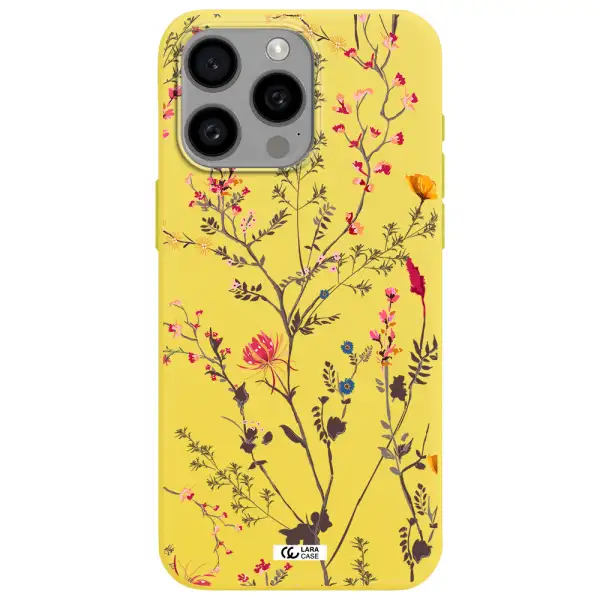 Miniature Flower Apple Iphone 15 Pro max Silicone canary yellow Case