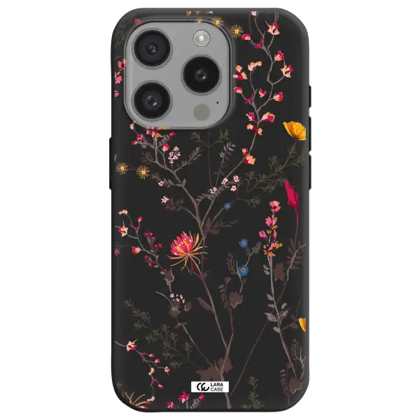 Miniature Flower Apple Iphone 15 Pro Silicone Black Case