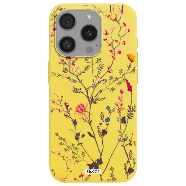 Miniature Flower Apple Iphone 15 Pro Silicone Canary Yellow Case