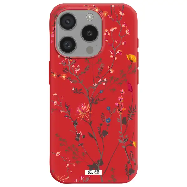 Miniature Flower Apple Iphone 15 Pro Silicone Imperial Red Case