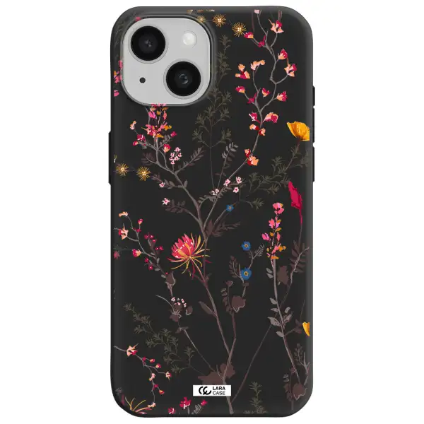 Miniature Flower Apple iPhone 15 Silicone black Case
