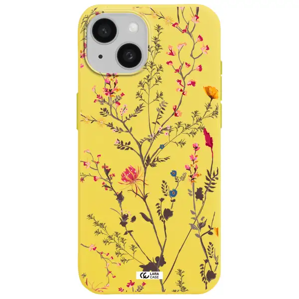 Miniature Flower Apple iPhone 15 Silicone canary yellow Case