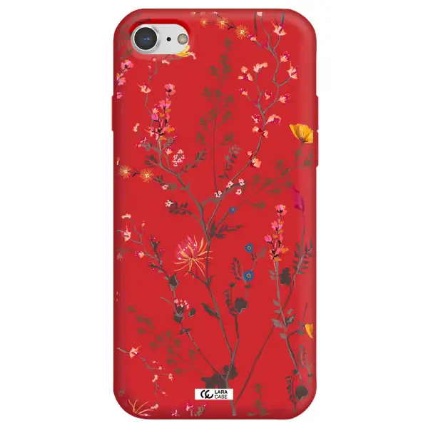 Miniature Flower Apple iPhone 8 Silicone Imperial Red Case