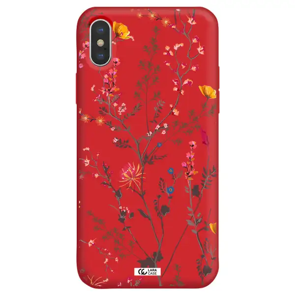 Miniature Flower Apple iPhone XS Silicone Imperial Red Case
