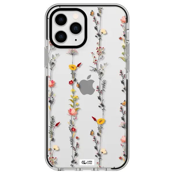 Parallel Flower Apple iPhone 11 pro max impact black border Case