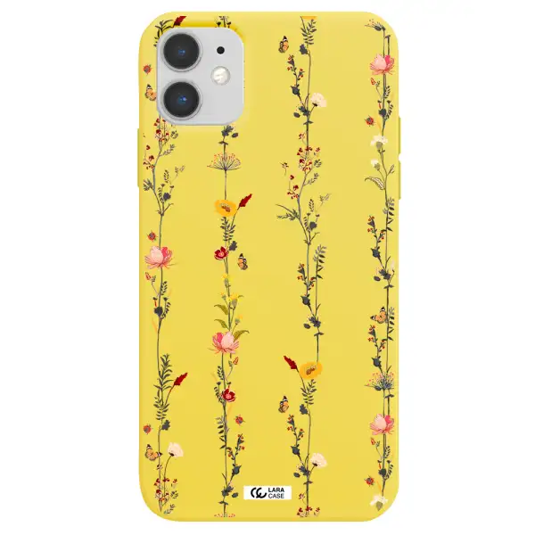 Parallel Flower Apple iPhone 11 Silicone canary yellow Case